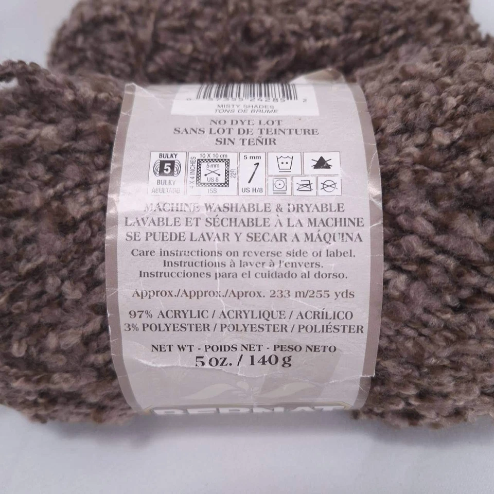 Lot of 3 Skeins Bernat Soft Boucle Yarn Misty Shades Bulky 5 Brown 140g 255yds - Image 4 of 4