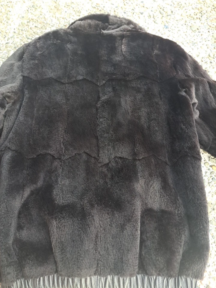 Chaqueta de bombardero de colección reversible teñida de visón/piel de cuero suave flexible para hombre S/M Foto 4 de 4