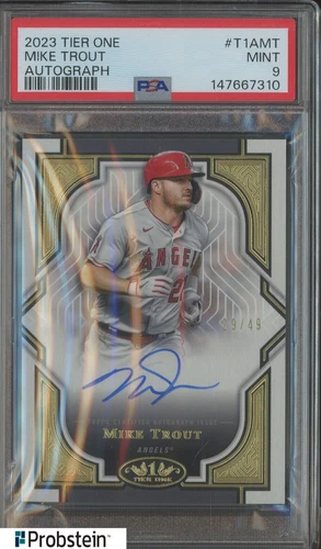 2023 Topps Tier One Mike Trout Angels ON CARD AUTO /49 PSA 9 MINT
