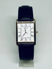 Vtg Seiko Men 25mm Watch Gold Tone White Tank Roman 7N01-0EZ0 - RUNS/new battery