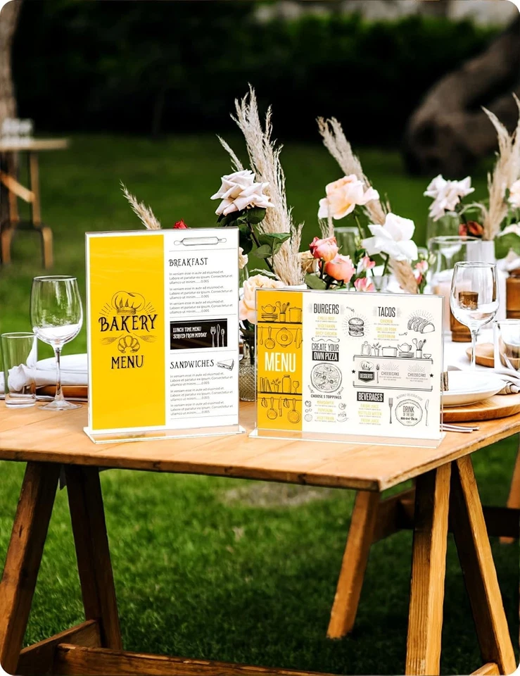 Soporte para letreros de acrílico 8,5x11 pulgadas paquete de 3 horizontales en forma de T doble cara transparente Foto 2 de 4