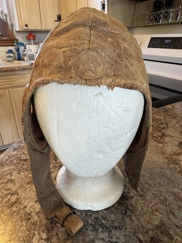 Japanese Imperial Army Leather Pilot Aviation Summer cap Military 5-star WW2