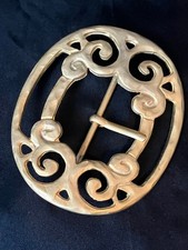 Vintage Italian Ornate Belt Buckle Matte Gold Made In Italy Chunky Statement