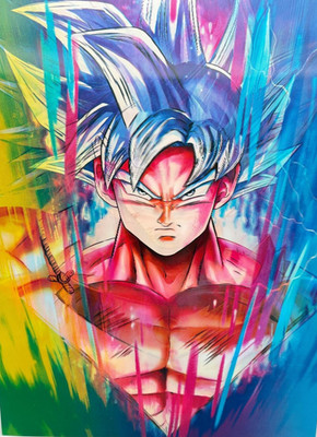 3D-Bild/Effekt-Flip-Anime-Dragon Ball-Son Goku-Ultra Instinkt Form-30x40cm-o.Rah