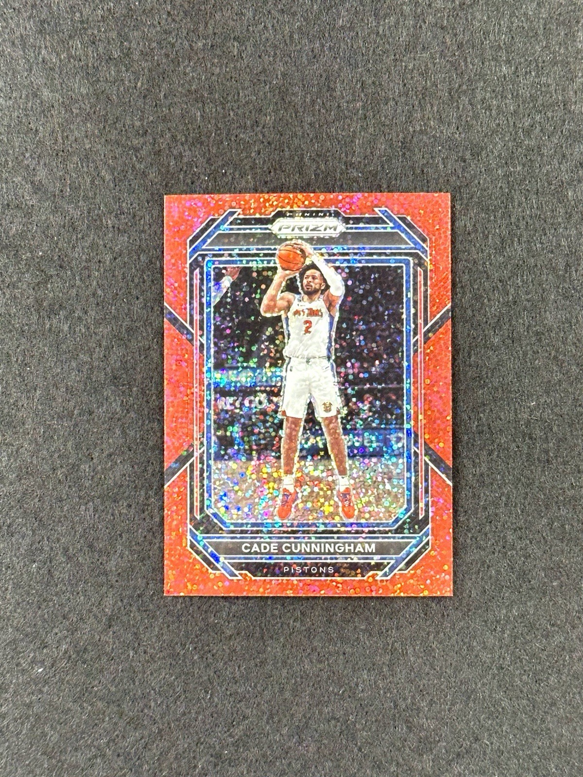 2022-23 Panini Prizm Cade Cunningham Red Sparkle SP Color Match #89 Pistons