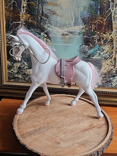 Battat GLITTER HAIR GIRLS White Horse "Morgan" w/ Saddle/ PINK 20" Tall - Picture 22 of 24