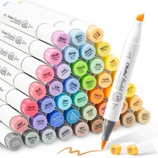 Ohuhu Alcohol Brush Markers 48 Mid-tone Colors - AP Certified Double Tipped