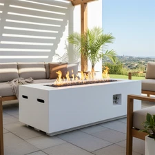 60inch Outdoor Rectangle Propane Fire Pit Table 60,000 BTU with Waterproof Cover