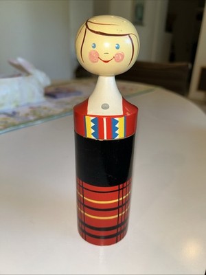 Vtg Salvo Hand painted USSR Wooden Doll Needle Stash Box 