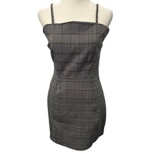 YFFS Gray Plaid Tie Back Mini Dress