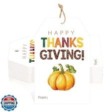 jijAcraft Thanksgiving Tags with String - 50Pcs Happy Thanksgiving Gift Tag, 