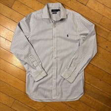 Polo Ralph Lauren Slim Fit Dress Shirt Men 16 34/35 Blue Stripe Cotton