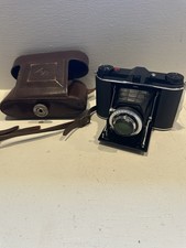 Vtg Agfa Ansco B2 Speedex Folding Film Camera  Leather Case Art Deco Untested
