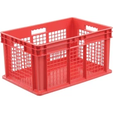 Global Industrial Straight Wall Container Mesh Sides Solid Base 23-3/4"L x