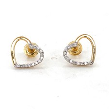 0.10 Ct Natural Diamond Kids Earrings 14k Gold Heart Studs Little Girls Gift