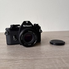 Nikon EM 35mm SLR Film Camera w/ Series E 50mm f/1.8 Lens Tested Working Japan