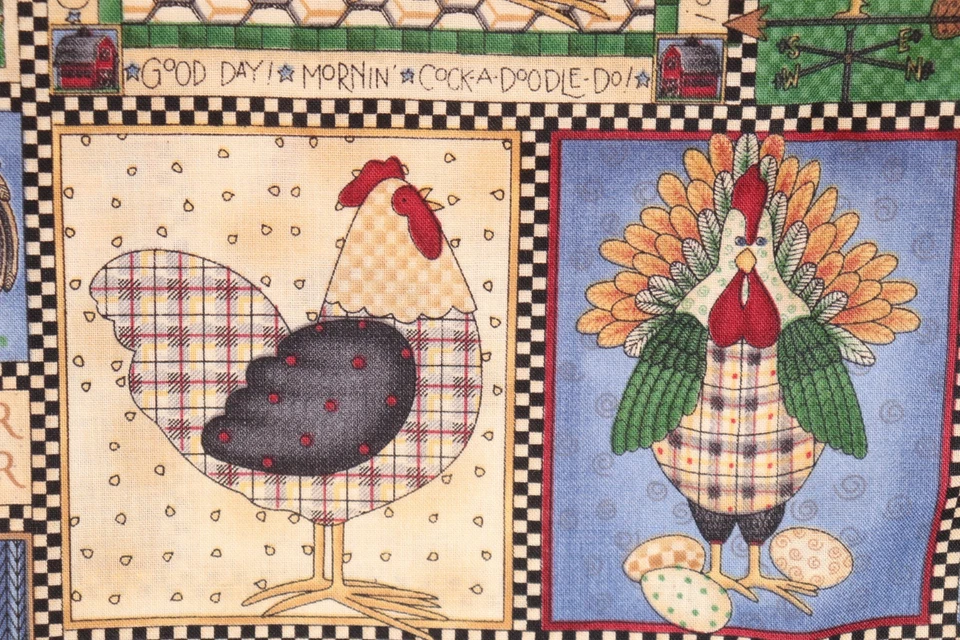 72"L x 44"W Debbie Mumm SSI Mumms the Word Chickens Eggs Barn Farm Theme Blocks - Image 3 of 4