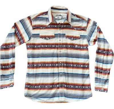 Ariat Huxley Retro Fit Western Snap Shirt Men s M Aztec Stripe Long Sleeve