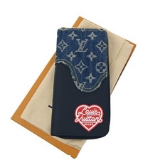 LOUIS VUITTON NIGO Zippy Wallet Vertical Monogram Denim Blue M81107 46RL483