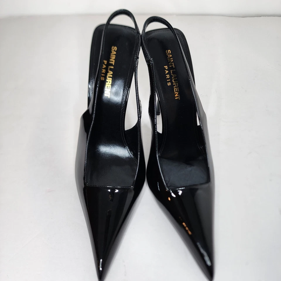 Yves Saint Laurent YSL Kiss 105 Womens Slingback Pump In Black Size 38.5 - Image 3 of 4