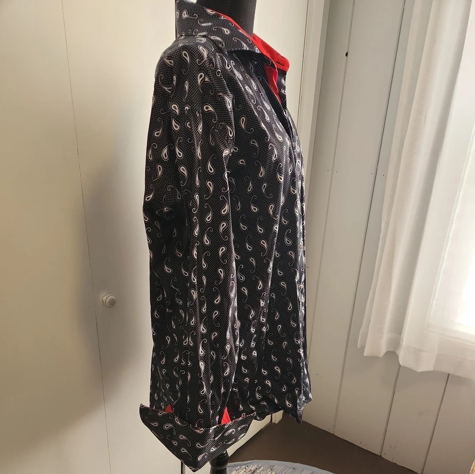 Camisa Hombre J.Valintin Turquía Estados Unidos Egipto Algodón Negra con Patrón Paisley 2XL Foto 3 de 4