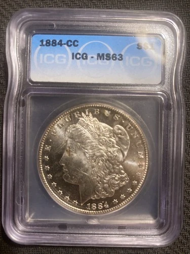 1884 CC Morgan Silver Dollar—-ICG MS 63