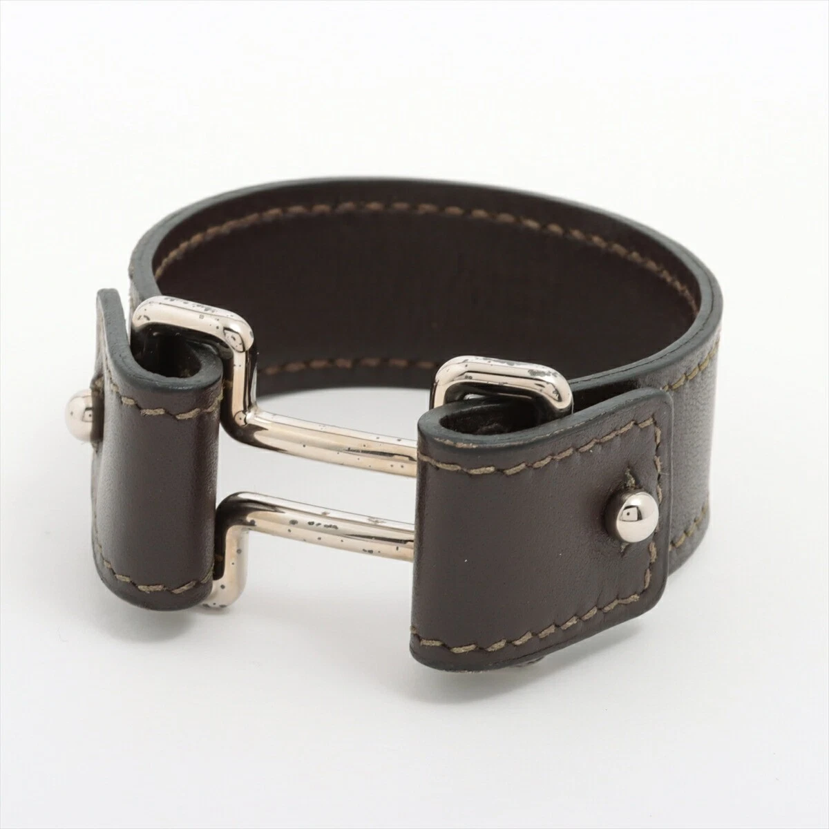 HERMÈS 3. Bracciale Hermes Tonight usato pellelo metallo marrone