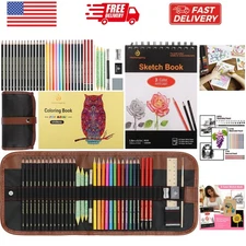 41pcs Sketching Pencil Set Drawing Sketch Kit Graphite Charcoal Watercolor Pe...
