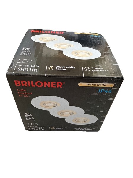 Briloner 3Er Set Einbaustrahler Led Flat In Weiß 4,9W 3000K 480Lm IP44 Ø90Mm-image