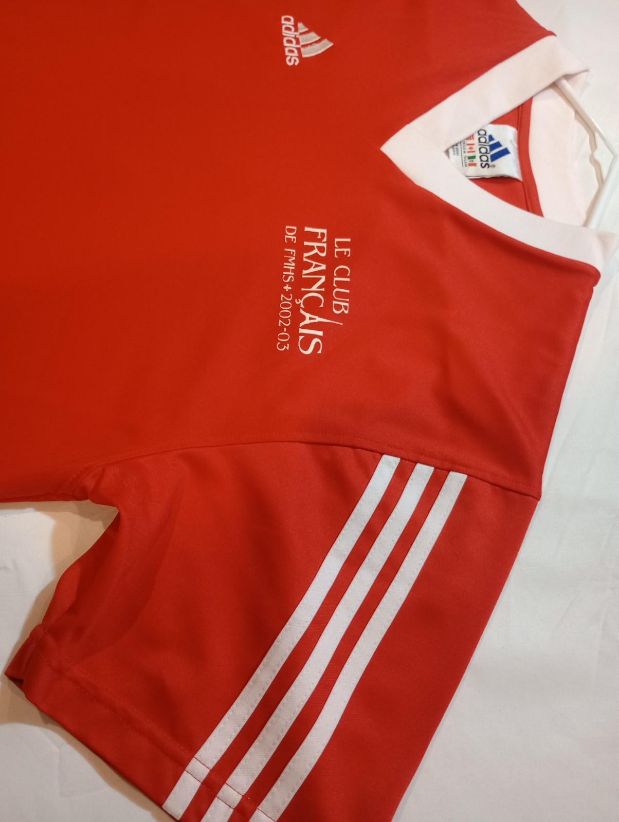 Vintage Adidas Soccer Jersey Medium Red 2002-03 Le Club Francias De FMHS Futbol thumbnail 4