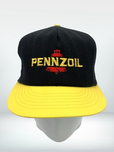 Vintage Pennzoil SnapBack Mütze Trucker schwarz gelb Swingster Made in USA