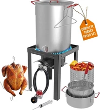 30 Qt Turkey Deep Fryer Kit Grill Steamer Stock Pot Propane LP Outdoor