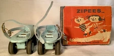 Vintage 1950's Zipees Roller Skates For Children Blue With Original Box