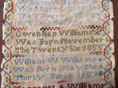 Antique Needlework Sampler Williams Family Record 1855 1861 - Picture 4 of 19