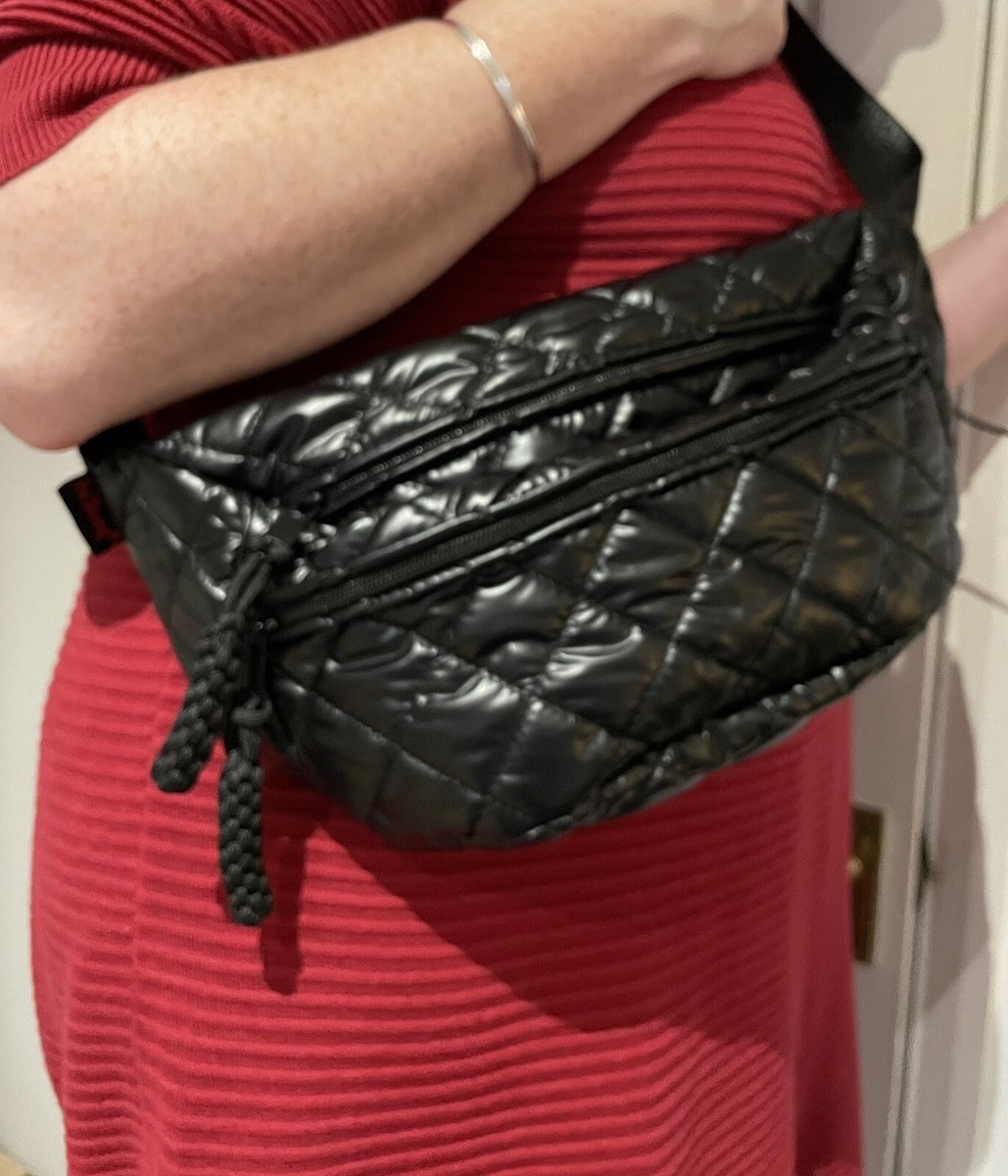 FEI SHENG WET LOOK POLYURETHANE -SHORT CROSSBODY WAIST BAG IN