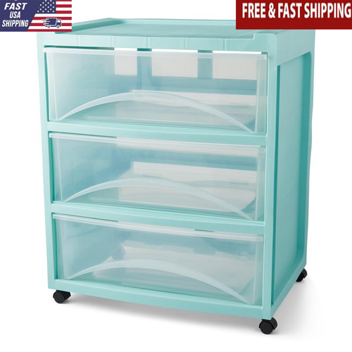 3 Drawer Rolling Storage Cart Mobile Organizer Office Utility File Cabinet New
