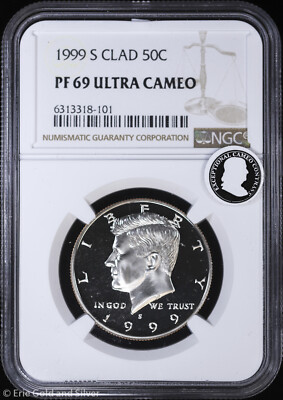 1999-S 50C Proof Clad Kennedy Half Dollar NGC PF 69 Ultra Cameo