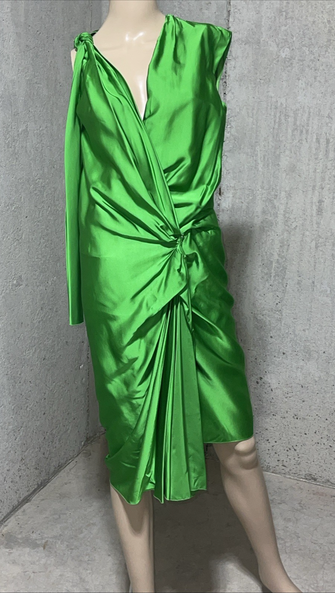 New NWT Lanvin Vintage 2011 Lime Green Draped Wrap Cocktail Dress US 4 6 /  FR 38 | eBay