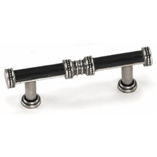  5 Pack 3 inch Sirocco Pull Black Leather with Silverado