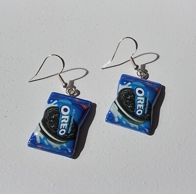 Neuheit 3D Oreo süßes Paket Ohrhänger Boho, Kitsch, Essen 
