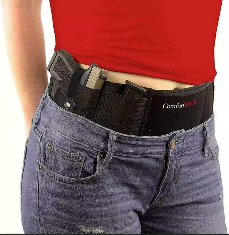 Belly Band Gun Holster for Concealed Carry for 9mm firearms Fits