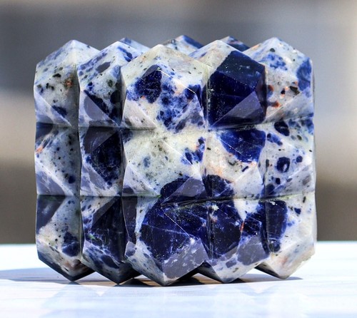65MM Blue Sodalite Crystal 54 Pyramids Sodalite Gemstone Cube Healing 54 Pyramid - Picture 5 of 10