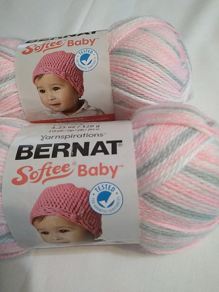 2 Bernat Softee Baby Acrylic Yarn Pink Flannel 31412 4.25 Oz Each - Image 3 of 4