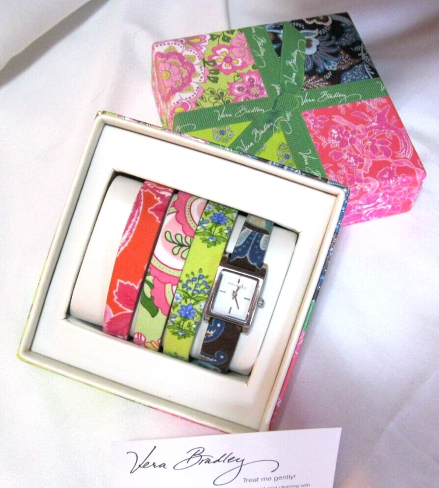 Vera Bradley WATCH Set FACE 4 Bands JAVA BLUE Pin… - image 1
