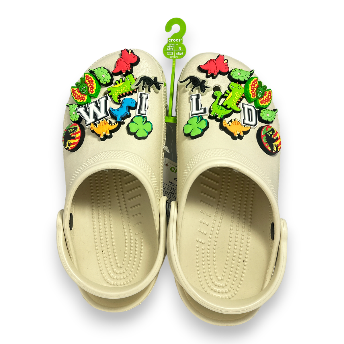 Crocs Adults Unisex Classic Clogs In Beige with Pins M6/W8 New