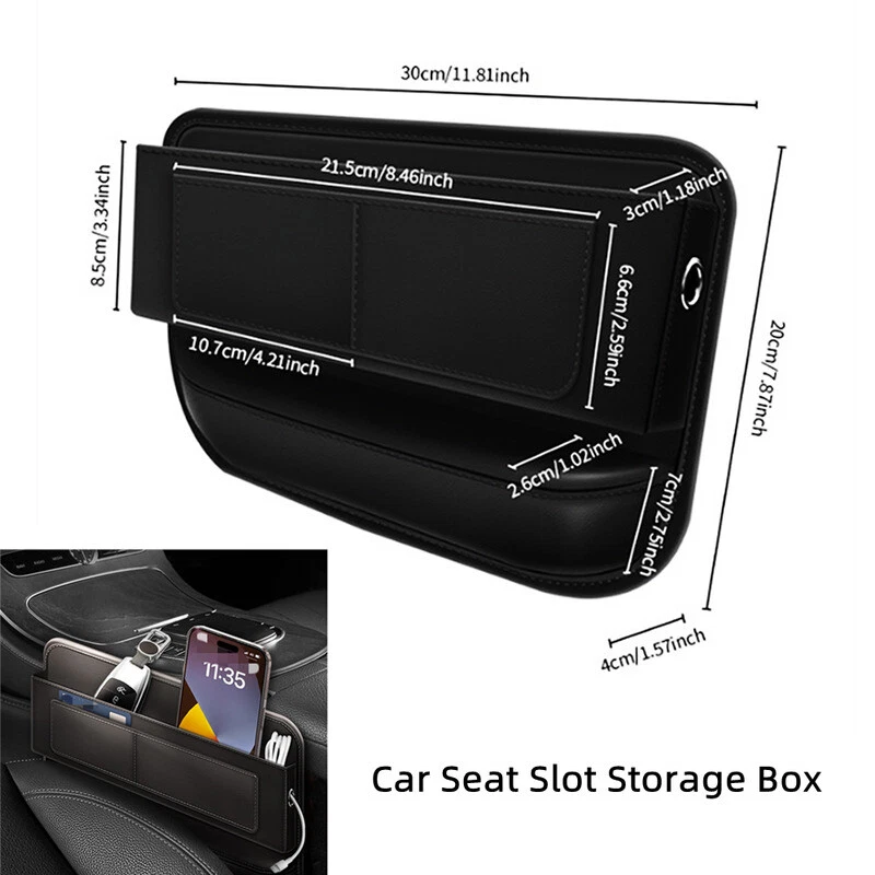 Car Center Seat Filler Organizer Card Holder Leather Storage Box Seat Organizer Foto 4 de 4