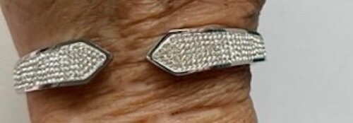 Silver Crystal Hinged Bangle Bracelet - image 2