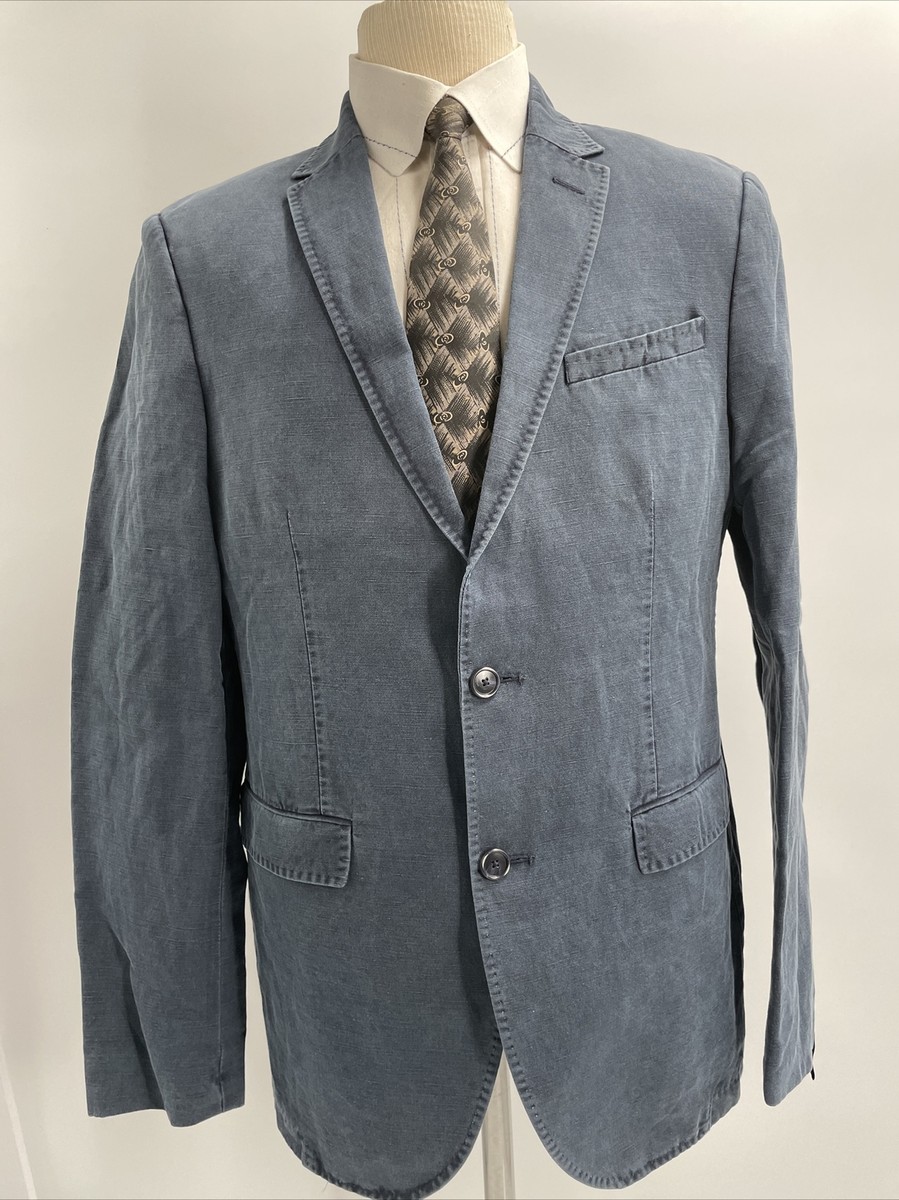 REGENCEのスーツ Sand Copenhagen Men's Indigo Saron Trim Fit Cotton Linen Blazer