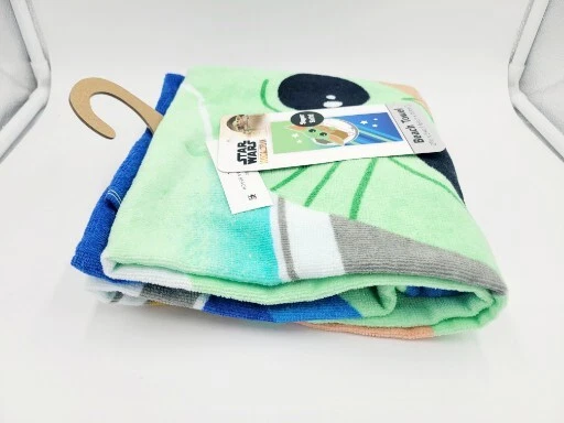 "Toalla de playa Star Wars: The Mandalorian verde/azul 28"" x 58"" piscina nueva" Foto 4 de 4