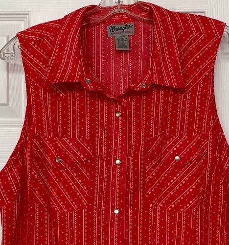 Wrangler Pearl Snap Front Western Top Red Sz XL - Picture 2 of 5